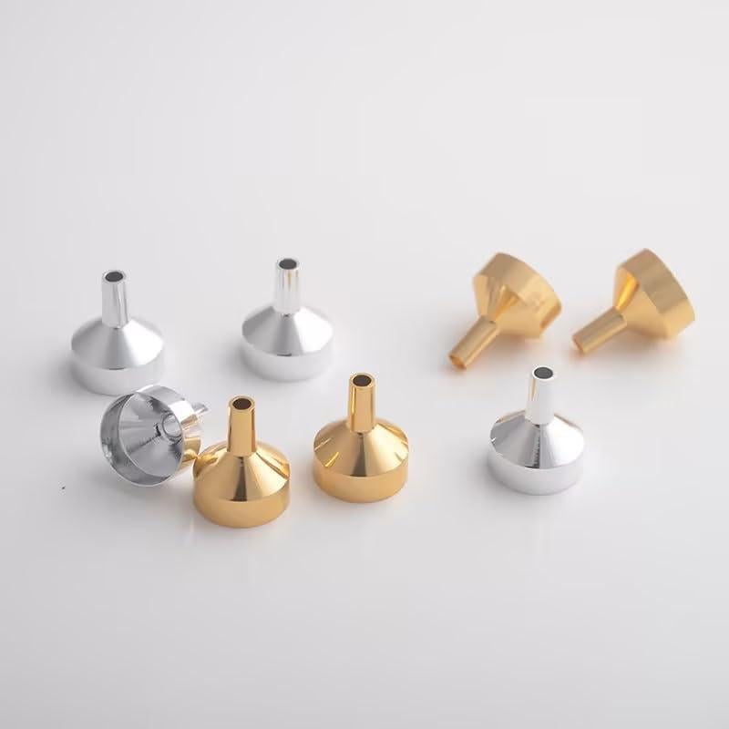 Juego de 10 embudos metálicos mini dorados Jinshining