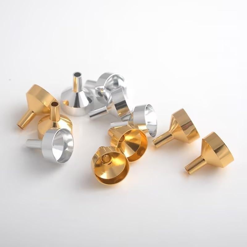 Juego de 10 embudos metálicos mini dorados Jinshining