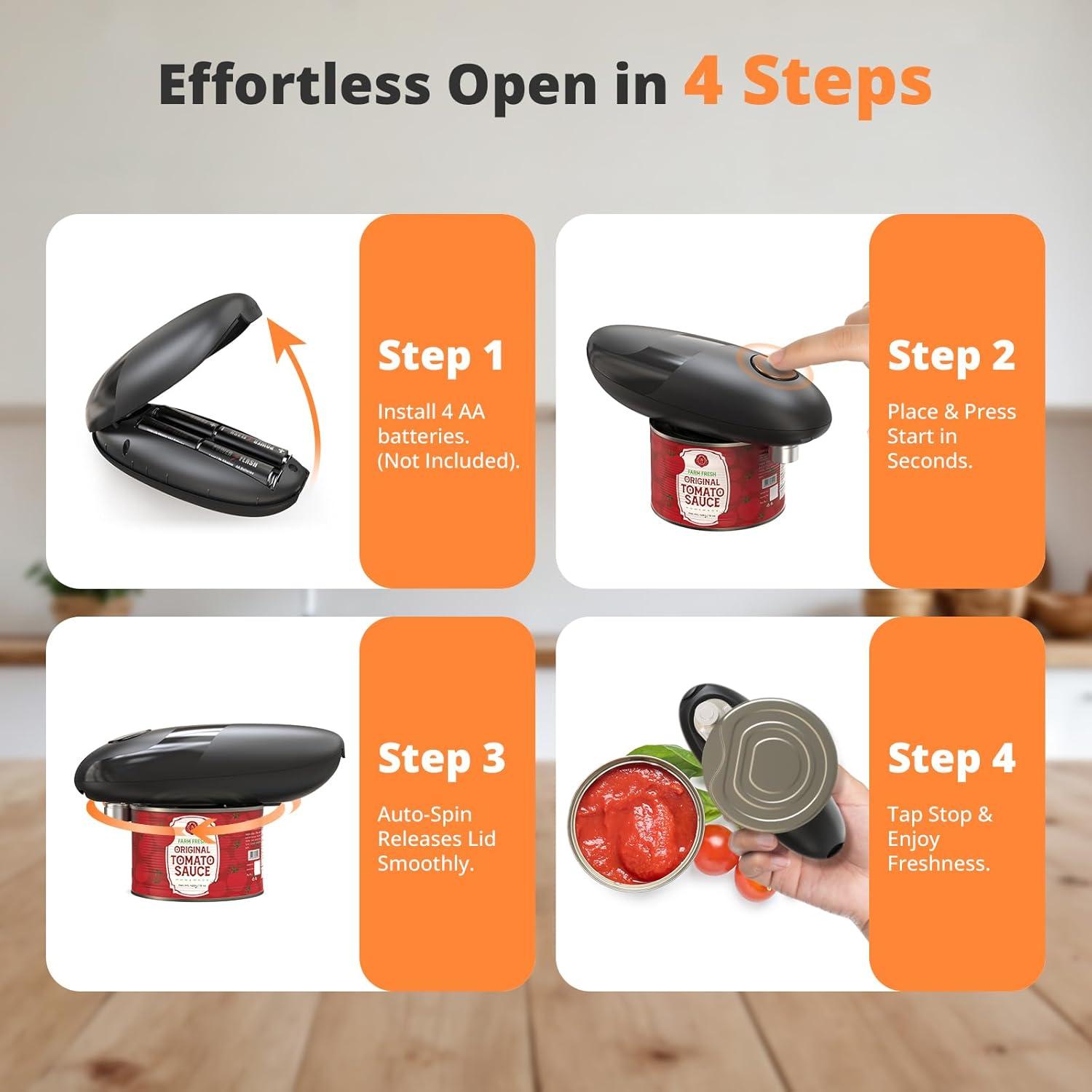 Abrelatas Eléctrico SYAWS Automático para Latas - Negro