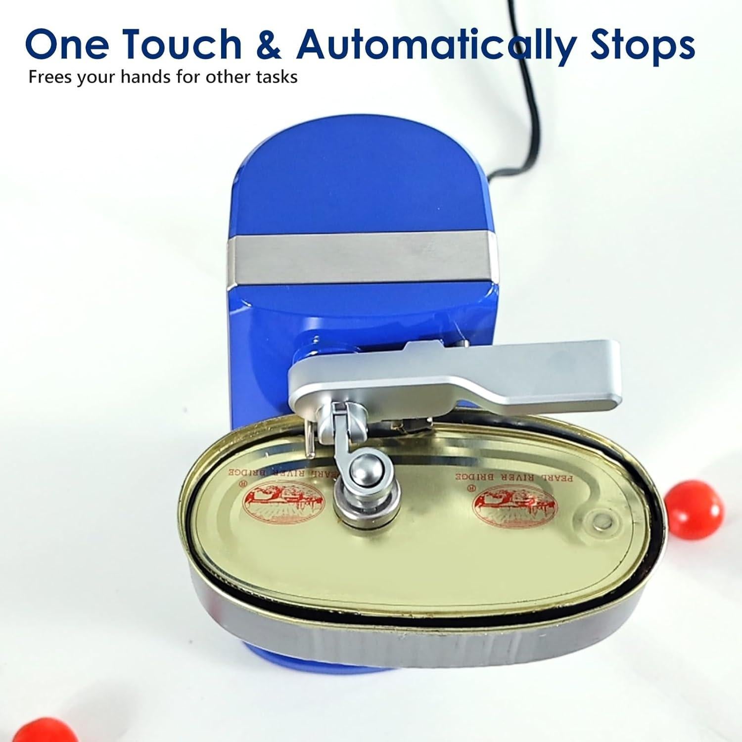 Abridor de Latas Eléctrico Davivy Azul 3 en 1 con Afilador