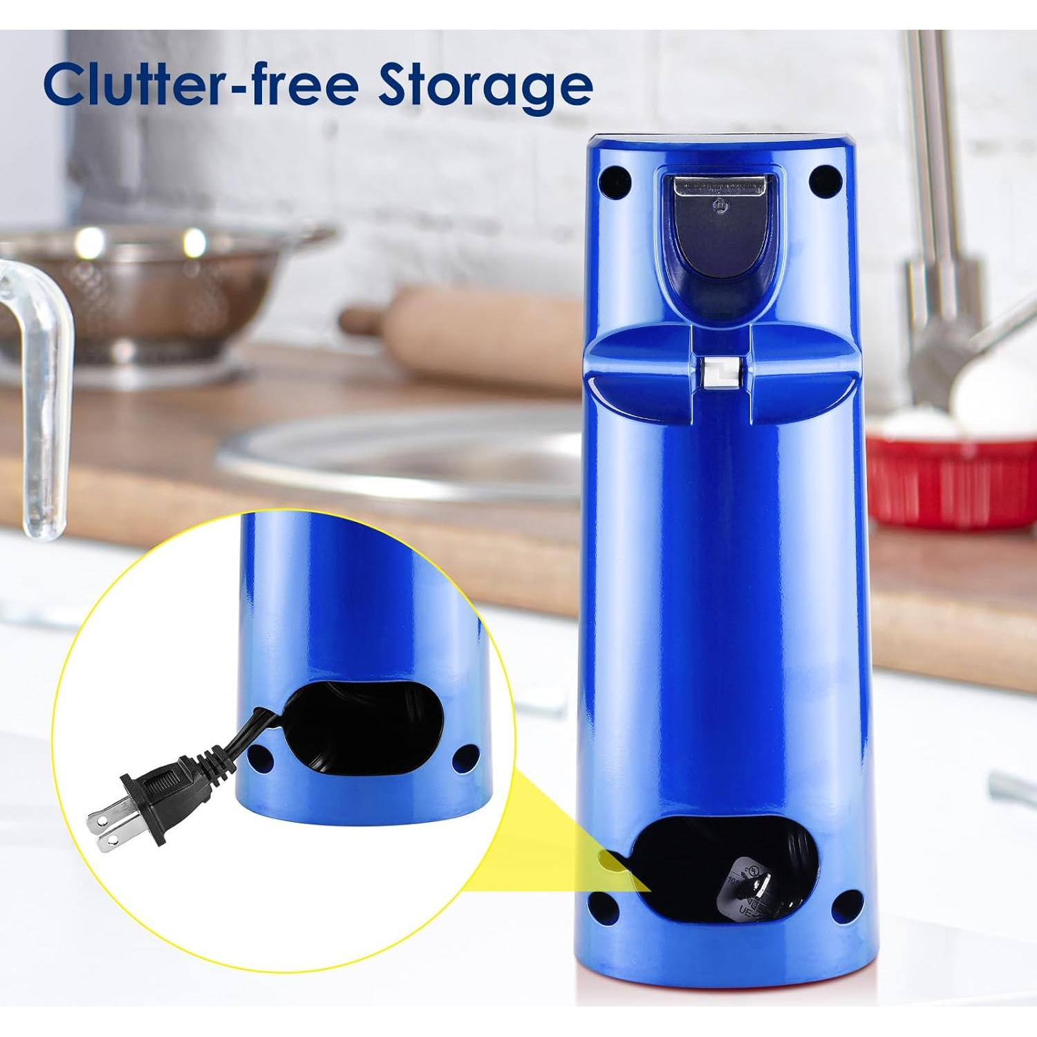 Abridor de Latas Eléctrico Davivy Azul 3 en 1 con Afilador