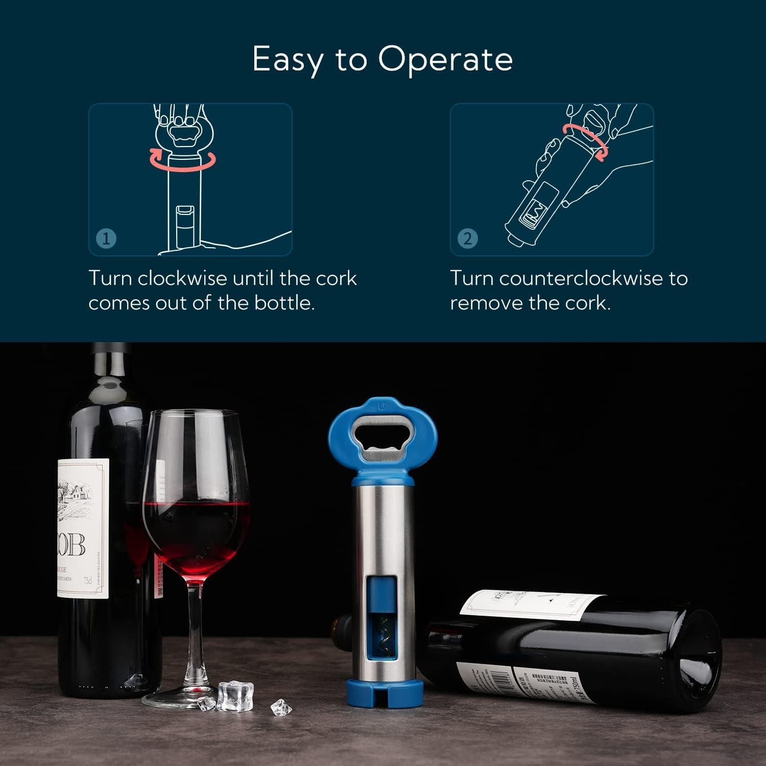 KITCHENDAO Abrebotellas 3 en 1 con Sacacorchos y Cortador