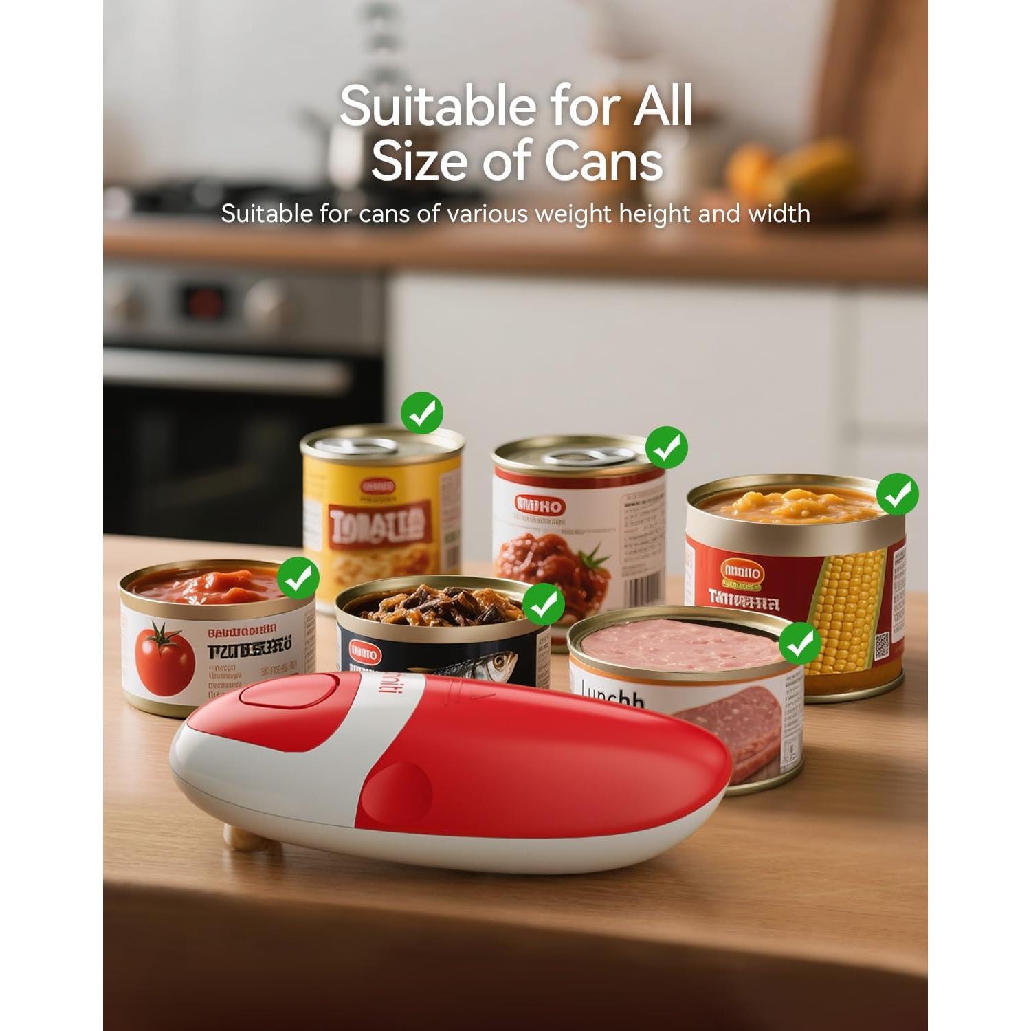 Abrelatas Eléctrico Phniti Automático 2W Rojo/Blanco