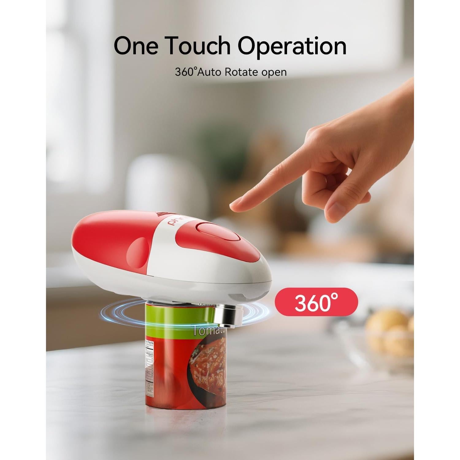 Abrelatas Eléctrico Phniti Automático 2W Rojo/Blanco