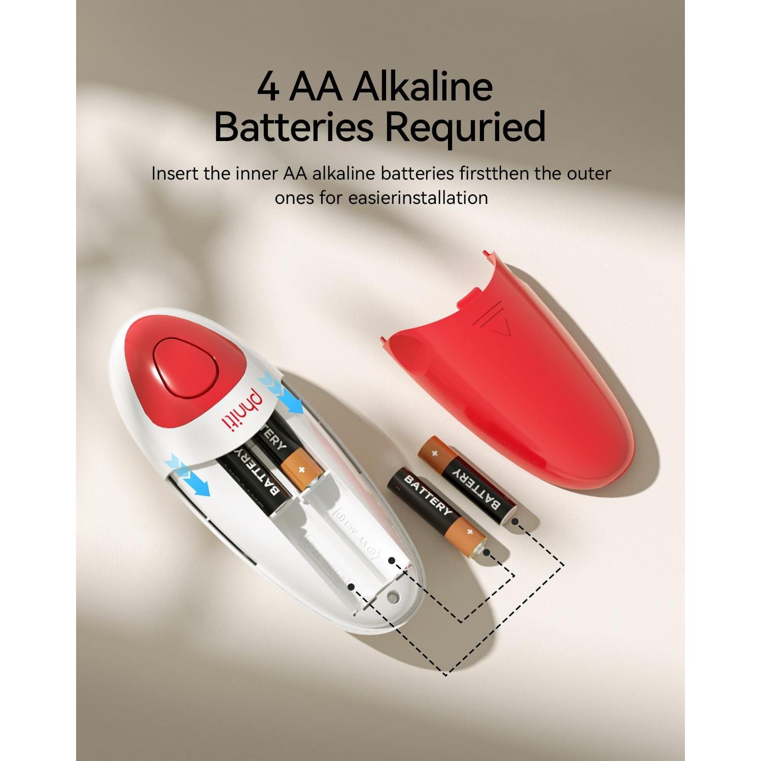 Abrelatas Eléctrico Phniti Automático 2W Rojo/Blanco