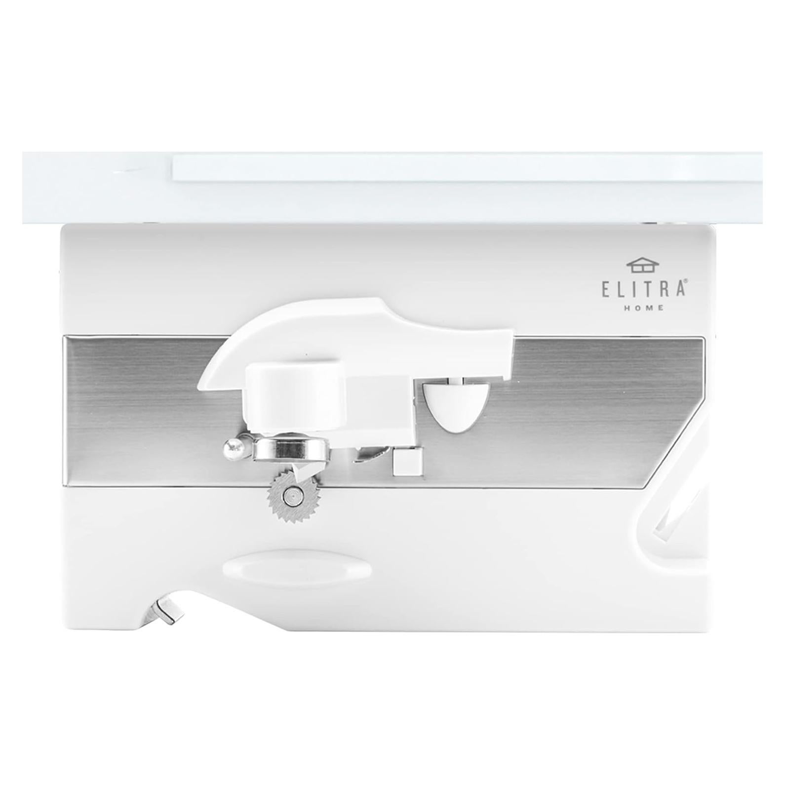 Abrelatas eléctrico 3 en 1 ELITRA HOME bajo gabinete blanco
