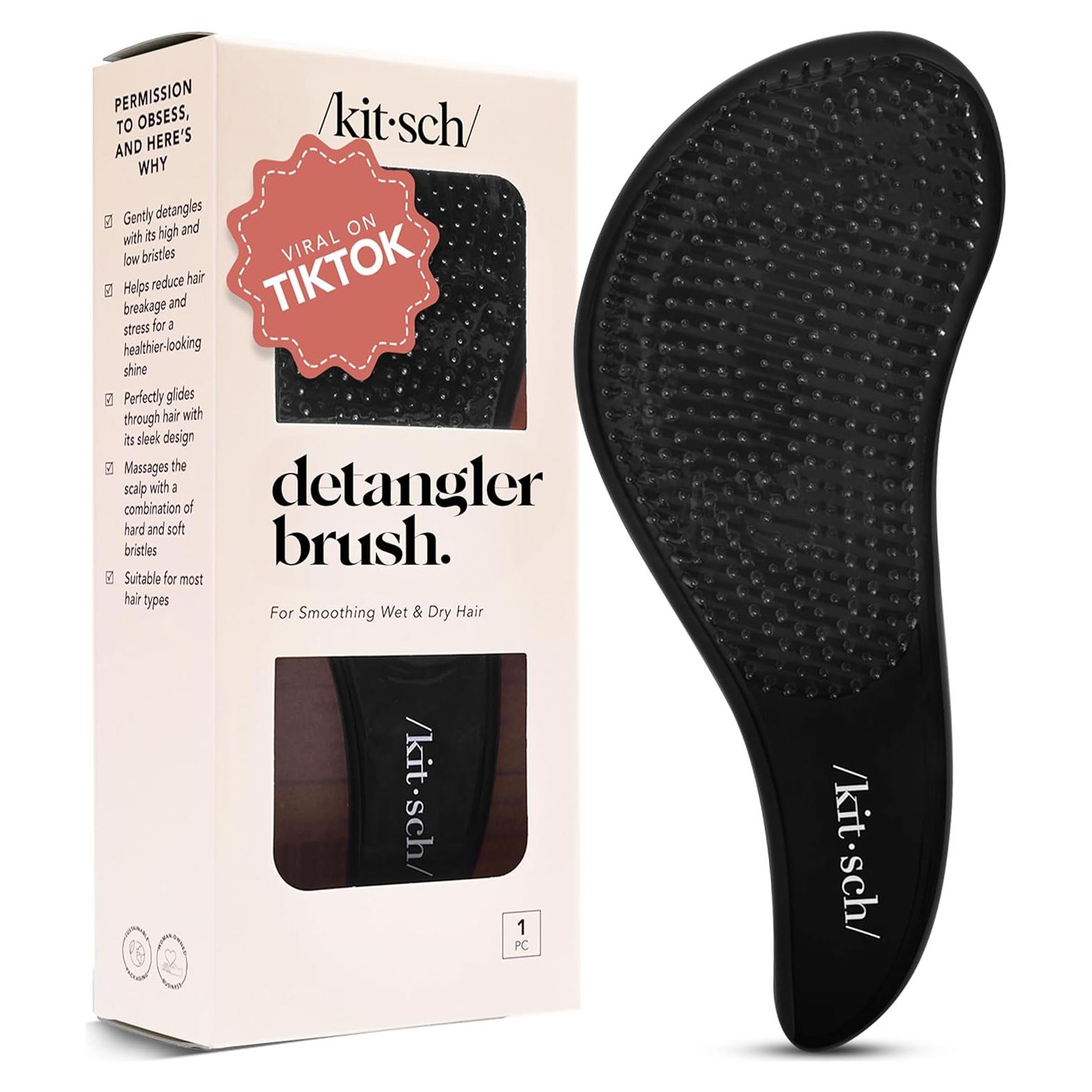 Cepillo Desenredante Kitsch Negro para Cabello Húmedo y Seco