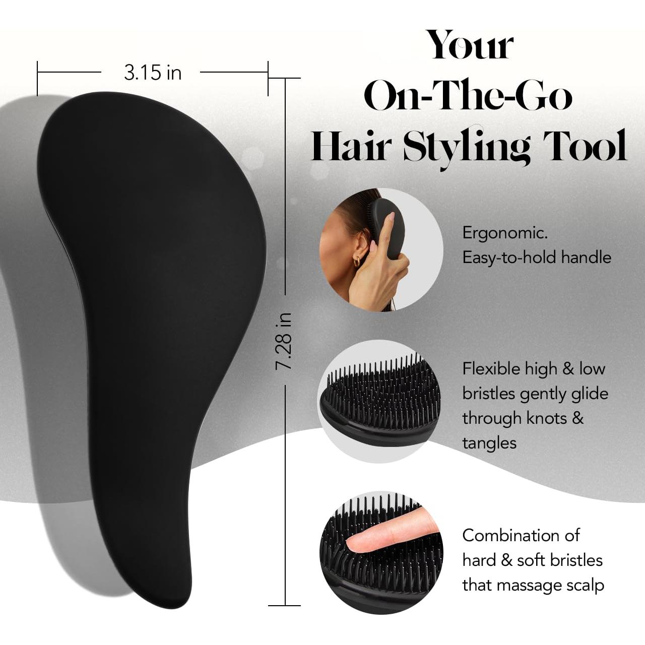 Cepillo Desenredante Kitsch Negro para Cabello Húmedo y Seco