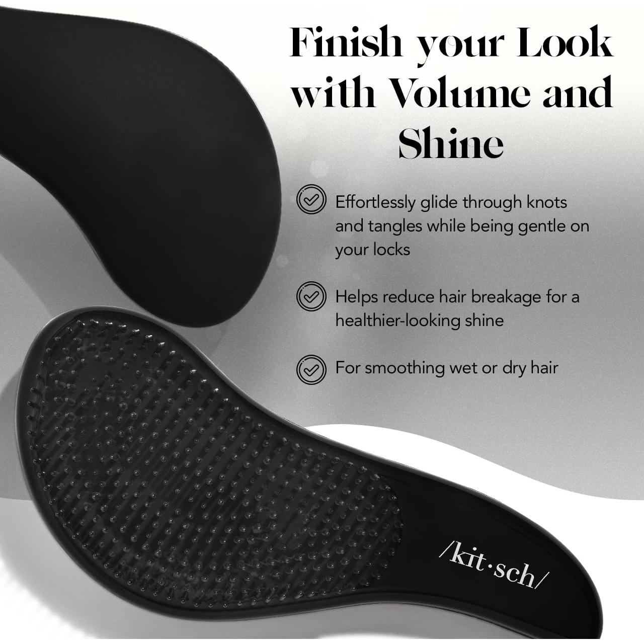 Cepillo Desenredante Kitsch Negro para Cabello Húmedo y Seco