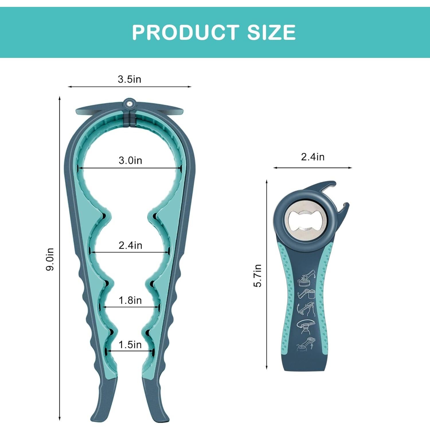 Abridor de frascos 5 en 1 HUMANFUN para manos débiles