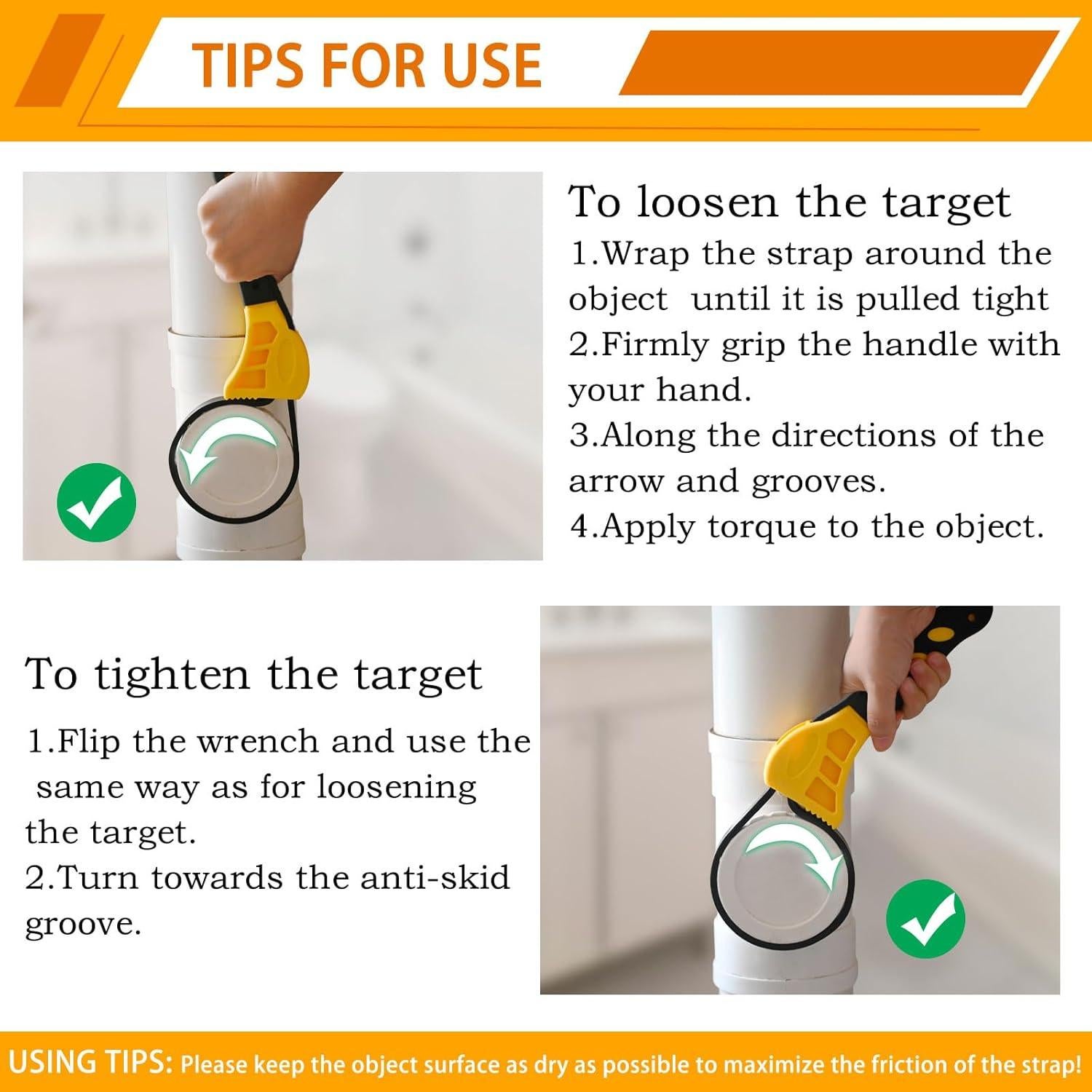 Juego de Llave de Correa de Goma Supuse 2 Piezas 60.96 cm
