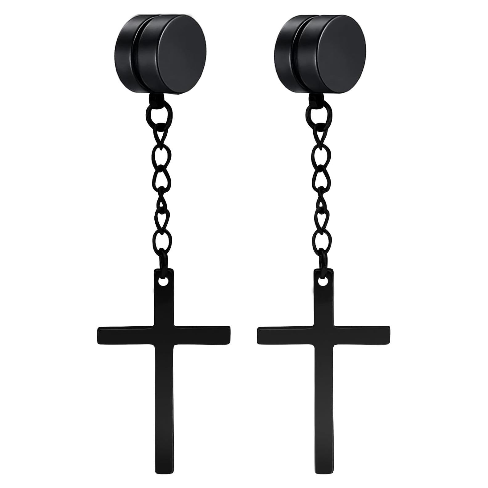 Pendientes Magnéticos Unisex NEWITIN Acero Inoxidable Cruz