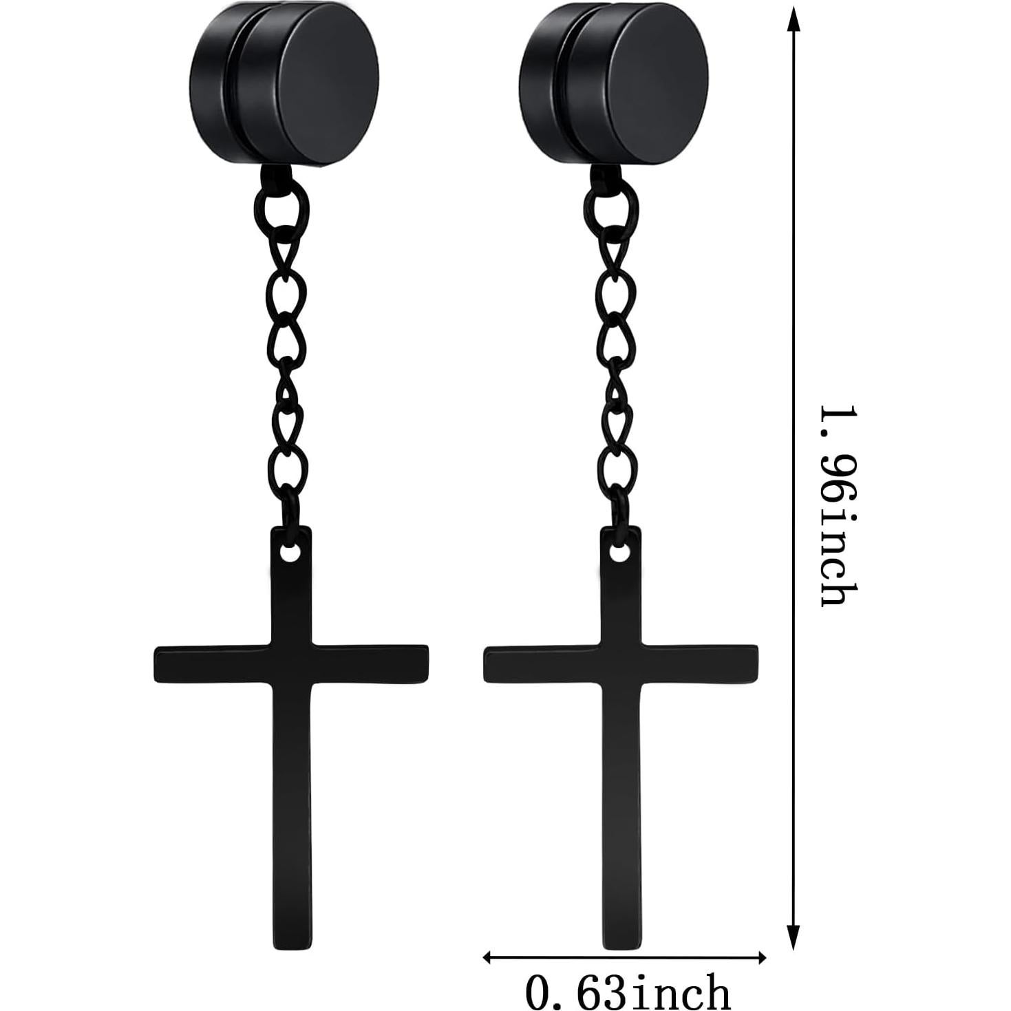 Pendientes Magnéticos Unisex NEWITIN Acero Inoxidable Cruz