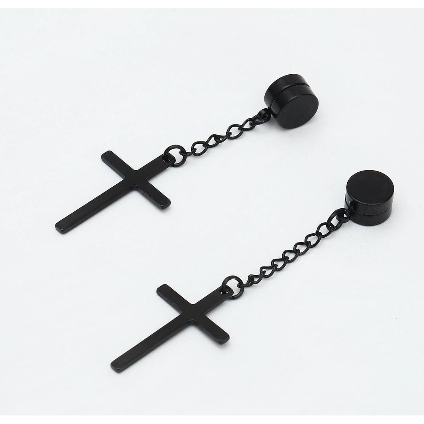 Pendientes Magnéticos Unisex NEWITIN Acero Inoxidable Cruz