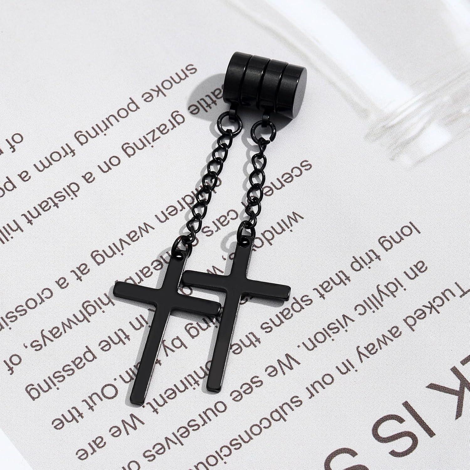 Pendientes Magnéticos Unisex NEWITIN Acero Inoxidable Cruz