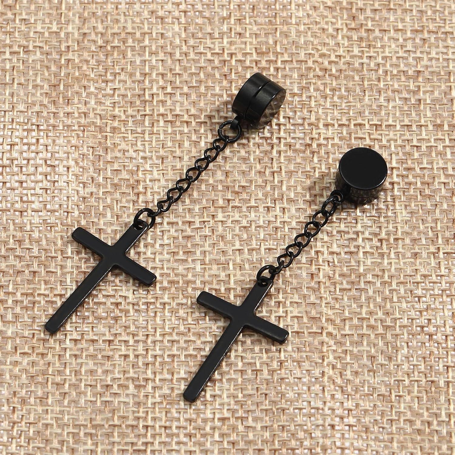 Pendientes Magnéticos Unisex NEWITIN Acero Inoxidable Cruz