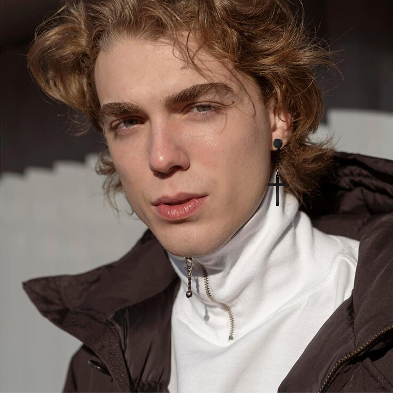 Pendientes Magnéticos Unisex NEWITIN Acero Inoxidable Cruz