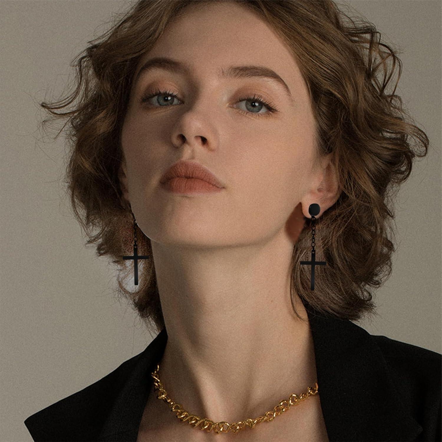 Pendientes Magnéticos Unisex NEWITIN Acero Inoxidable Cruz