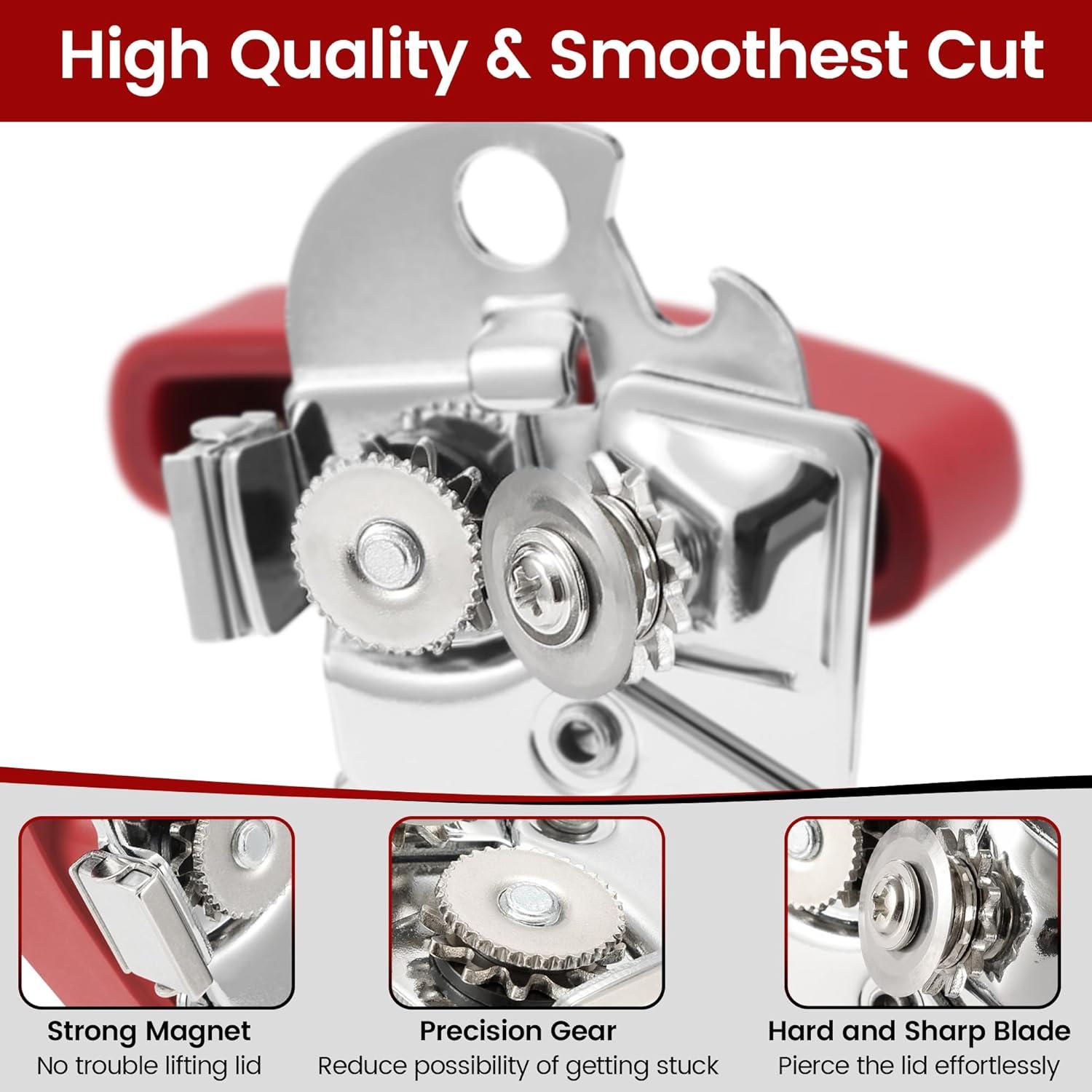 Abrelatas Manual Vayvnt Acero Inoxidable Rojo 4 en 1