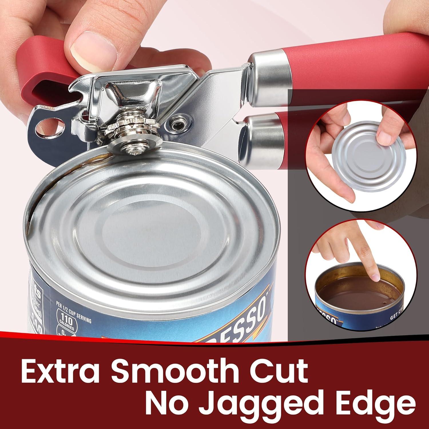 Abrelatas Manual Vayvnt Acero Inoxidable Rojo 4 en 1