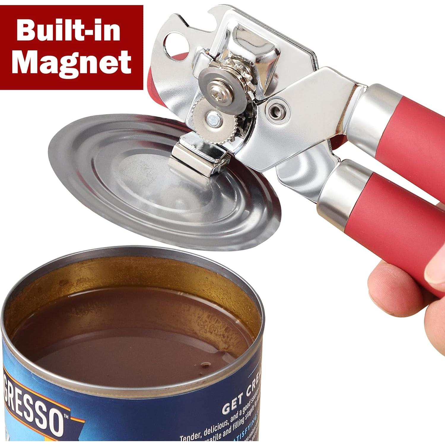 Abrelatas Manual Vayvnt Acero Inoxidable Rojo 4 en 1