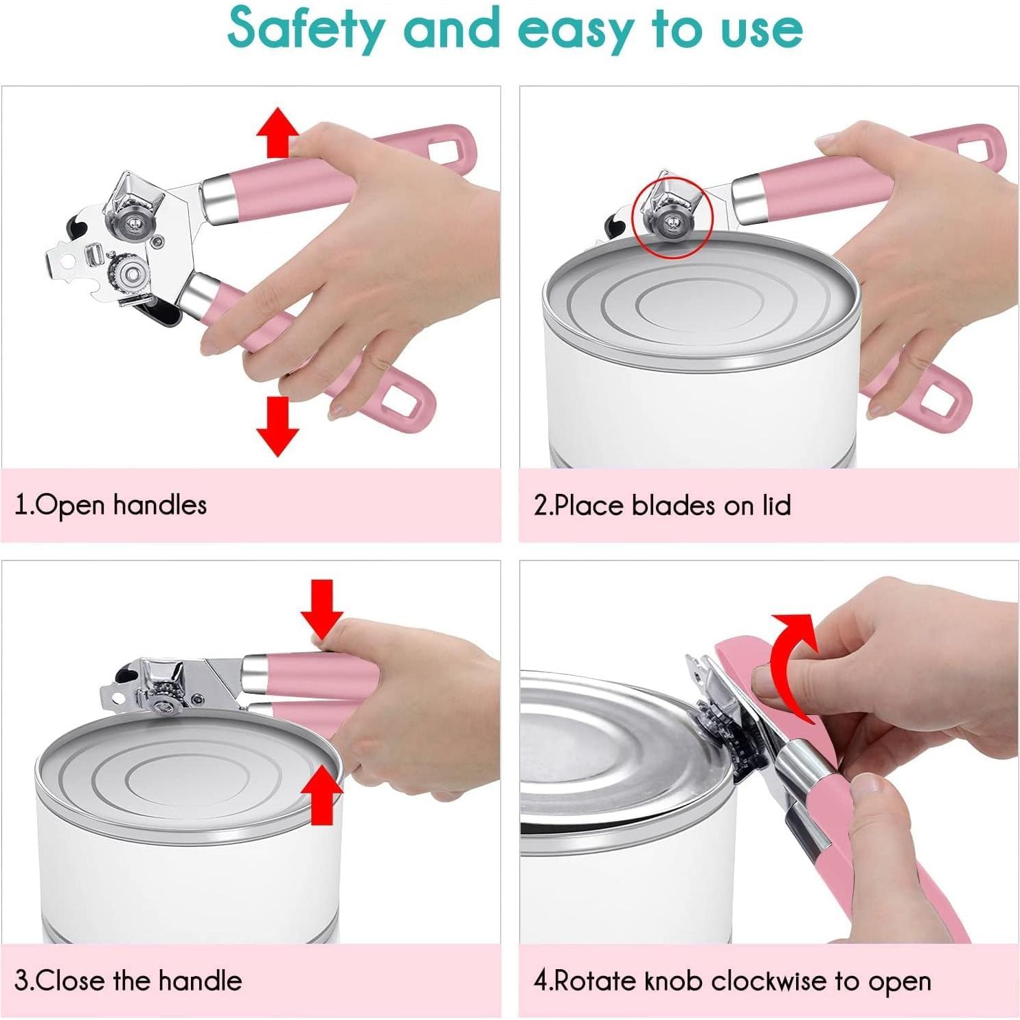 Abrelatas Manual Multifuncional OUTWAY Acero Inoxidable Rosa