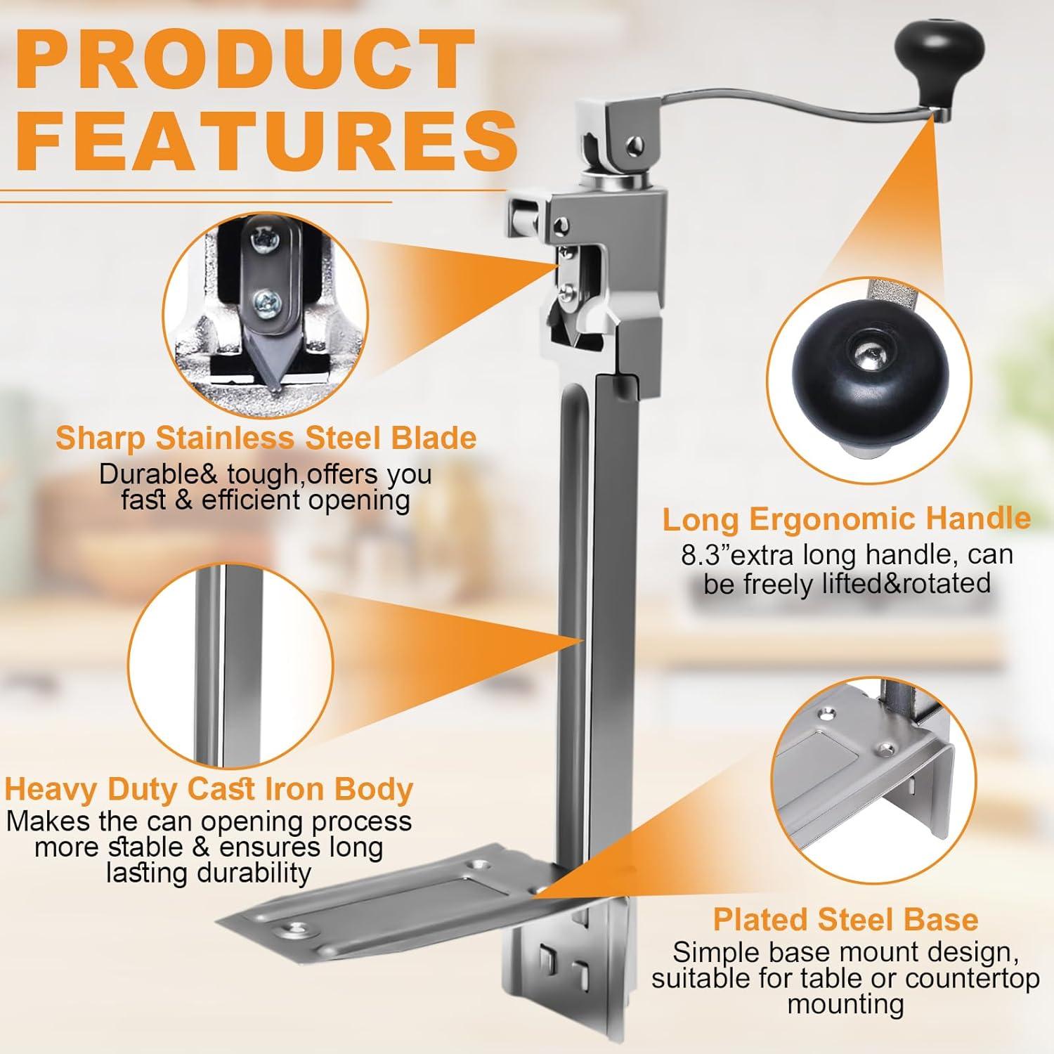 Abrelatas Manual Wadoy de Acero Inoxidable para Latas Altas 27.94 cm