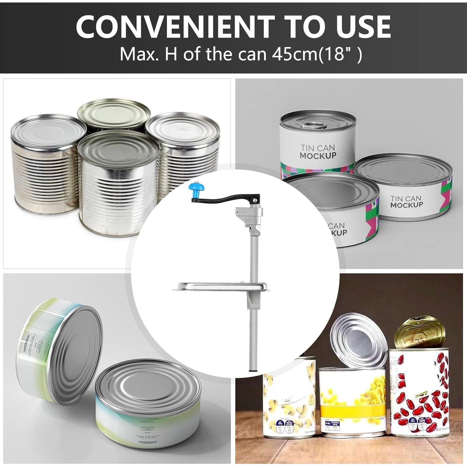 Abrelatas Manual Lifancy 45.72 cm con Base de Acero Niquelado