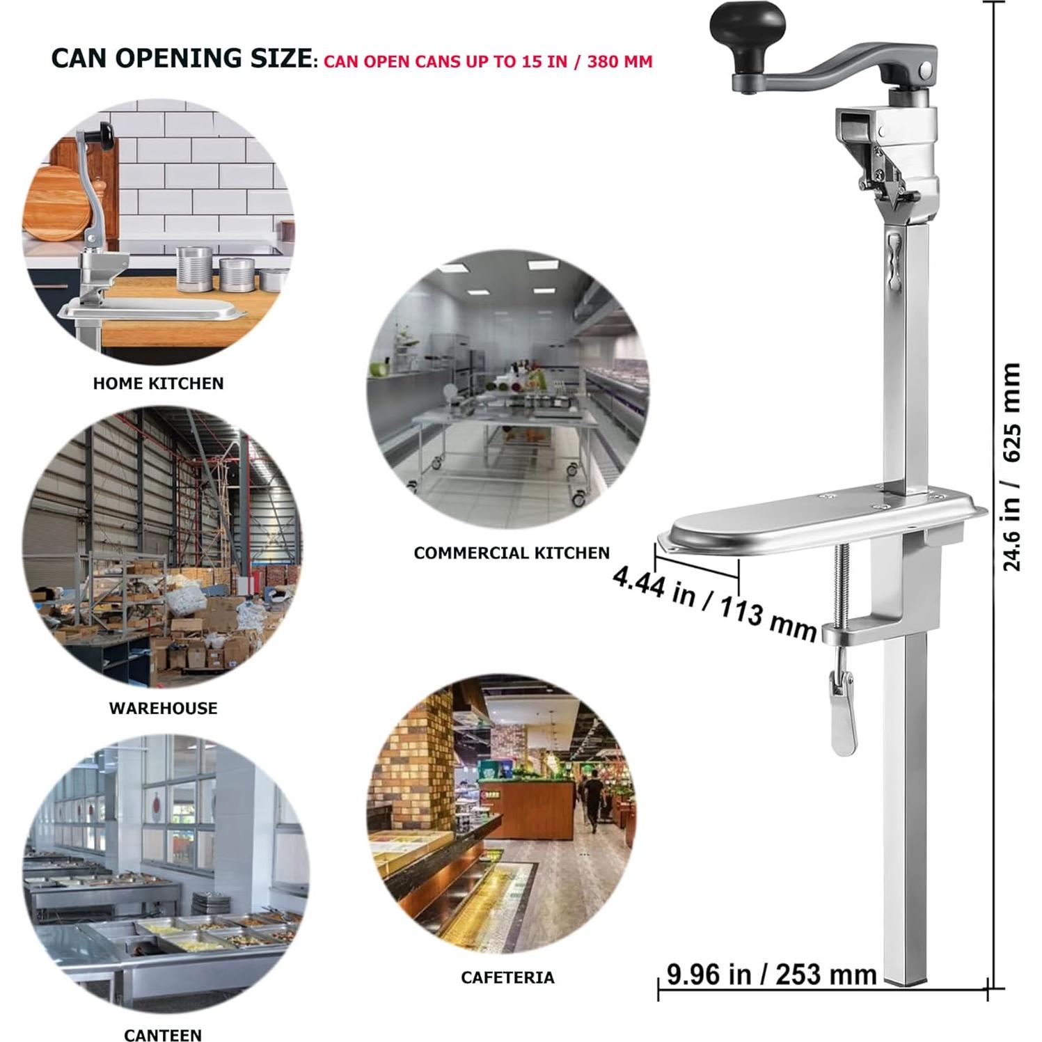 Abrelatas Manual Sewiden 62.5 cm Acero Inoxidable para Latas Grandes