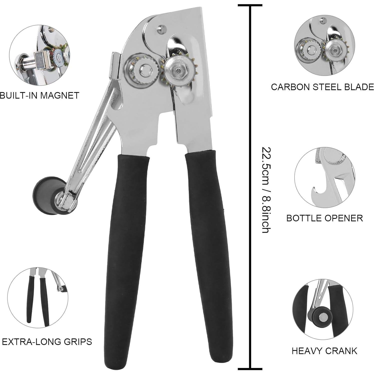 Abrelatas Manual LEXICHER Grande con Imán y Manivela Plegable