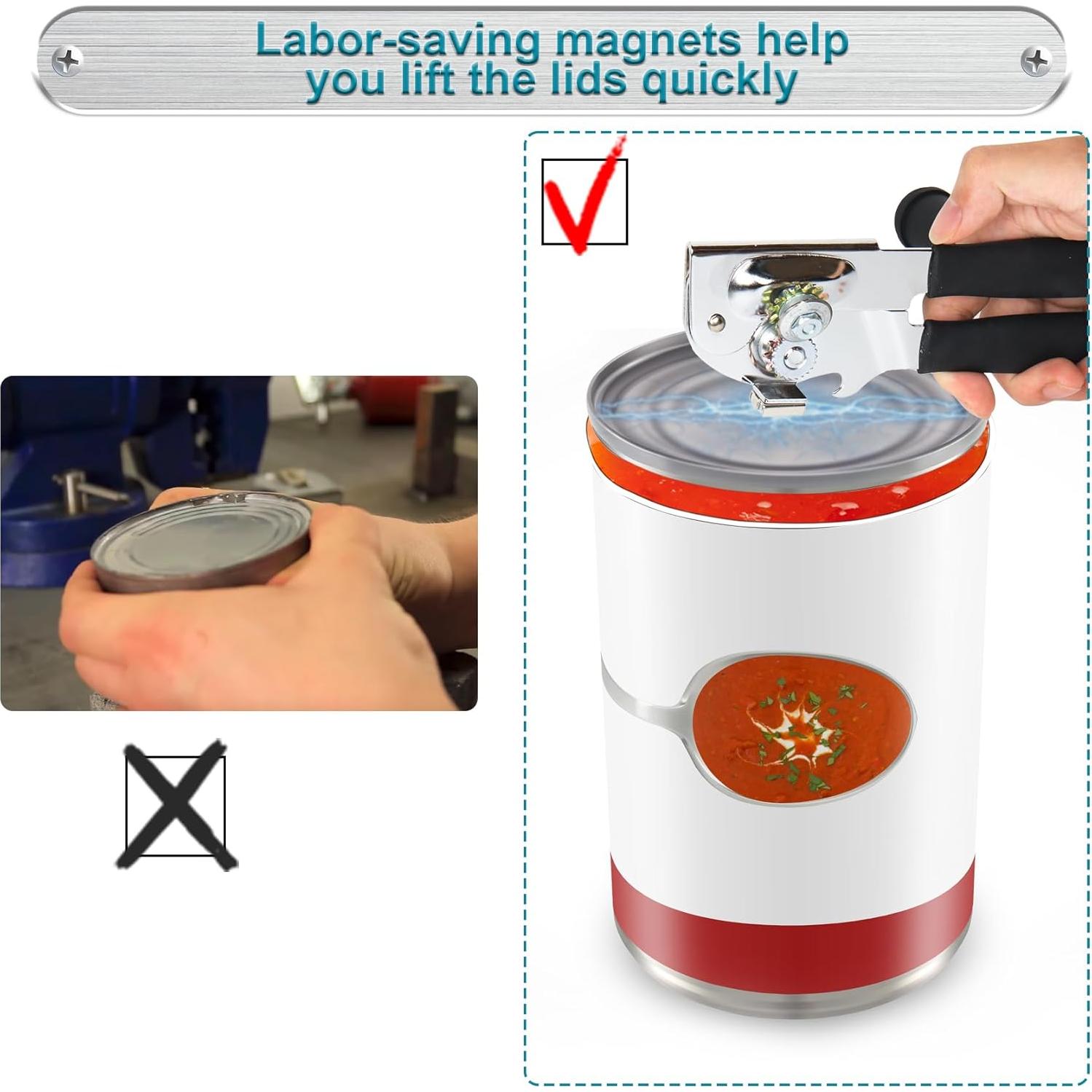 Abrelatas Manual LEXICHER Grande con Imán y Manivela Plegable