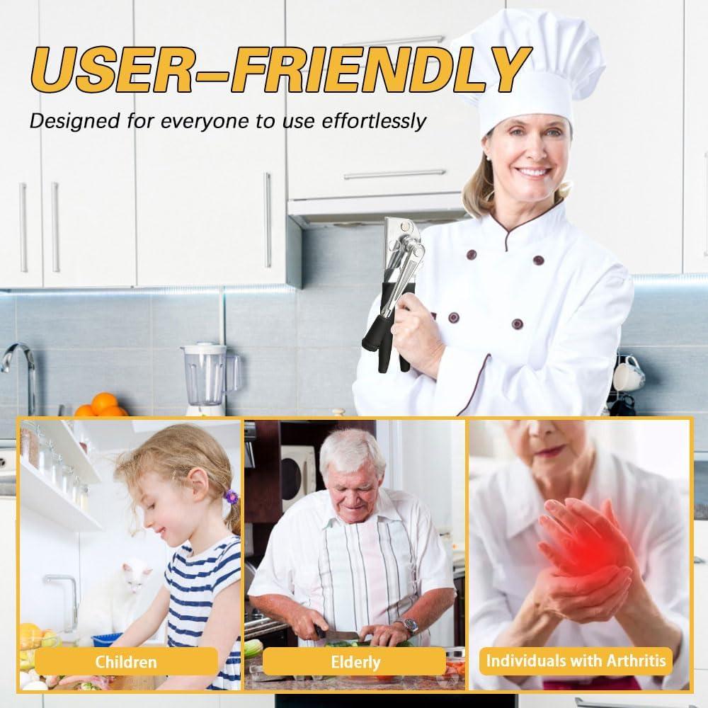 Abrelatas Manual NUFR de Acero Inoxidable con Manivela y Soporte