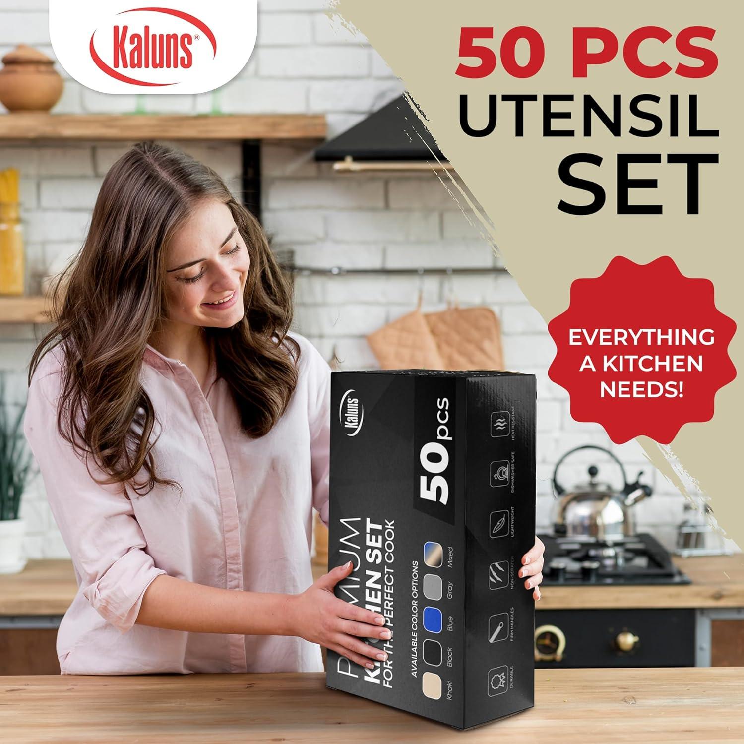 Juego de Utensilios de Cocina Kaluns 50 Piezas Silicona Madera