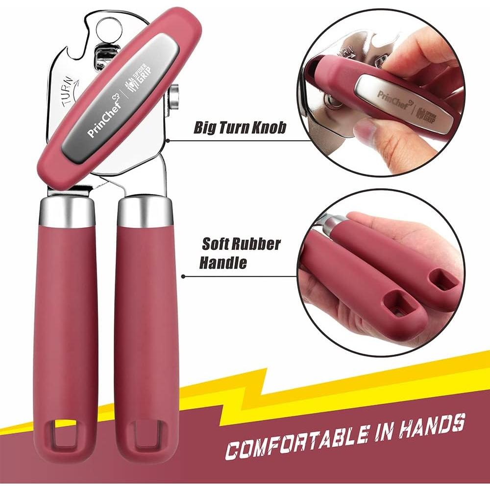 Abridor de Latas Manual PrinChef Rojo con Imán y Cuchilla Afilada