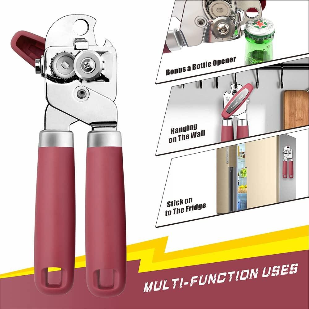 Abridor de Latas Manual PrinChef Rojo con Imán y Cuchilla Afilada