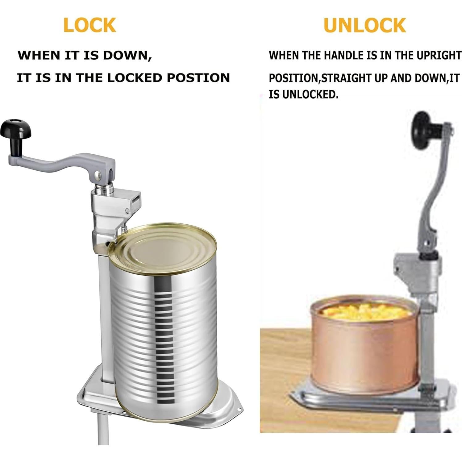 Abrelatas Manual Comercial Acero Inoxidable 24.6" para Latas Grandes