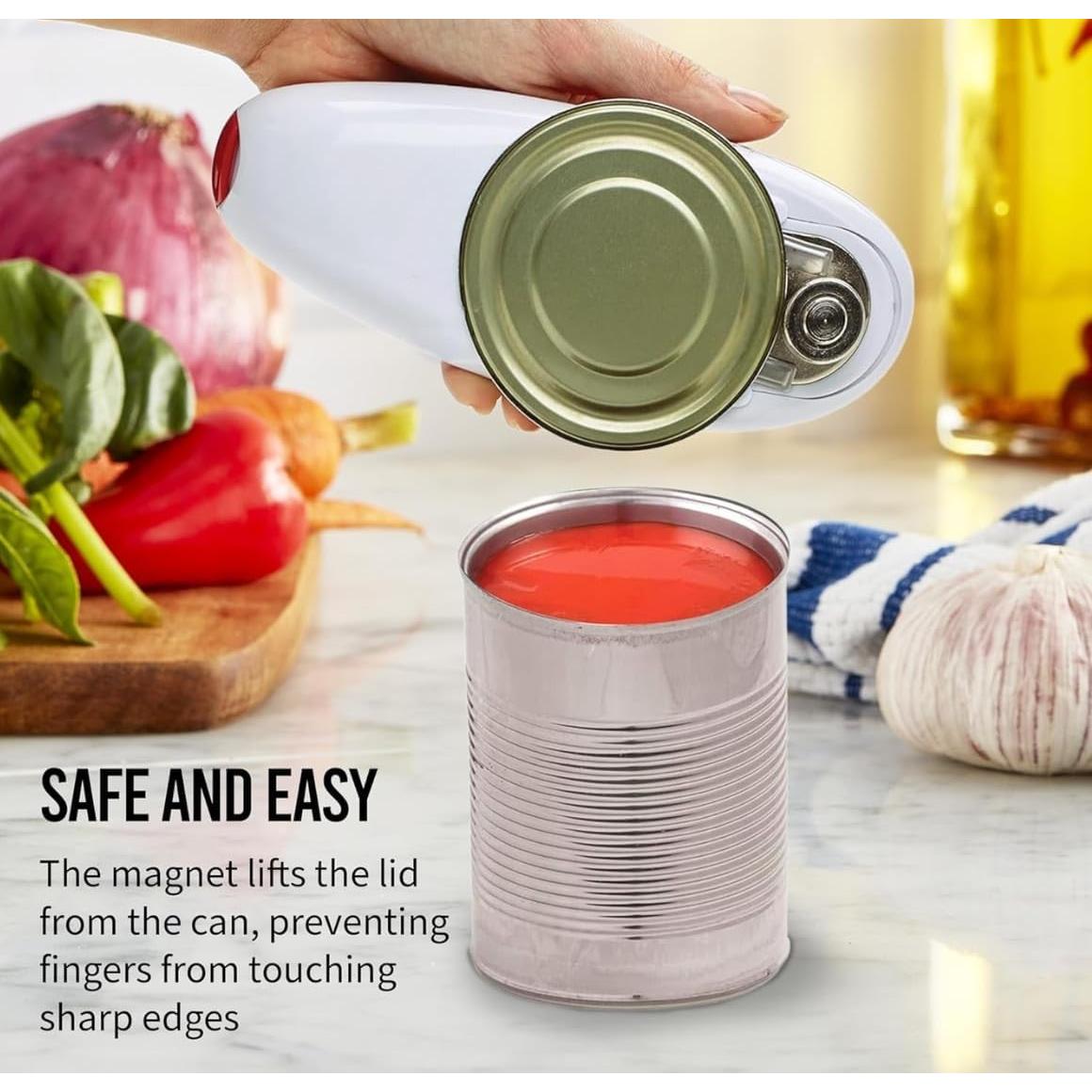 Abrelatas Eléctrico Automático Rojo, Portátil y Seguro para Latas