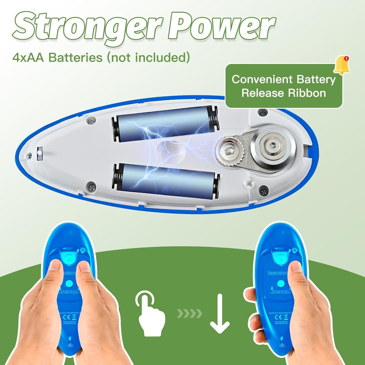 Abrelatas Eléctrico Cvrpaor Automático Azul 60W para Personas Mayores