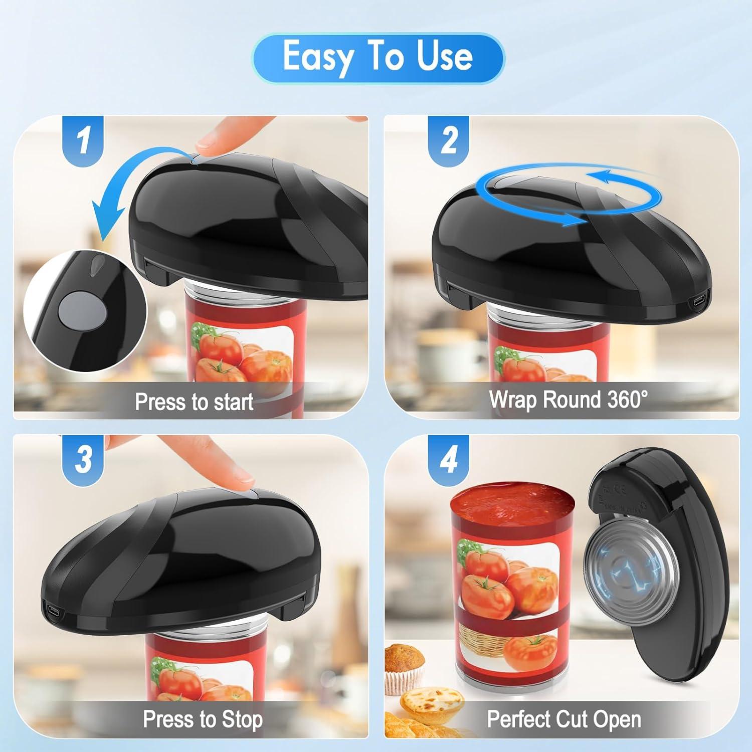 Abrelatas Eléctrico HuiJuKeJi Automático Recargable Negro