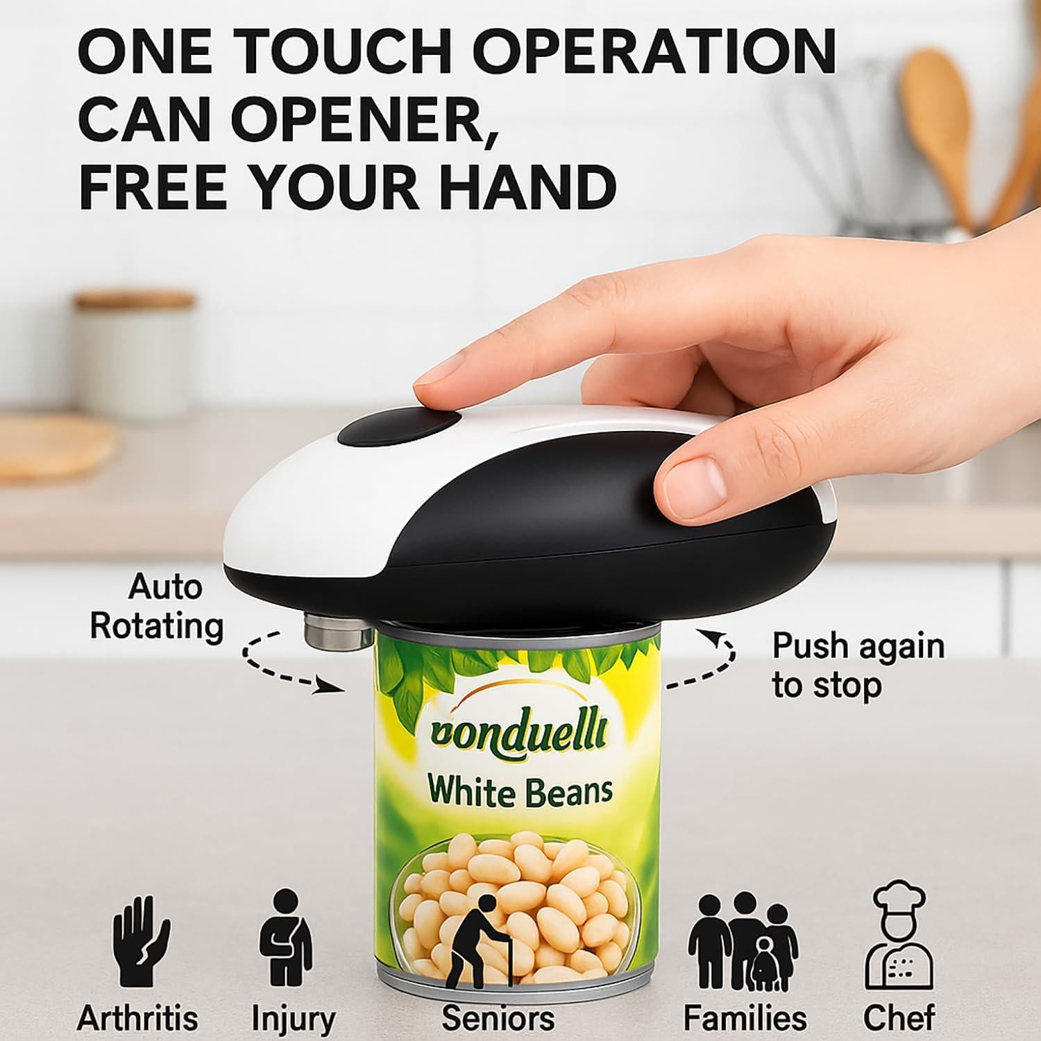 Abrelatas Eléctrico Recargable LEQOS Automático Negro