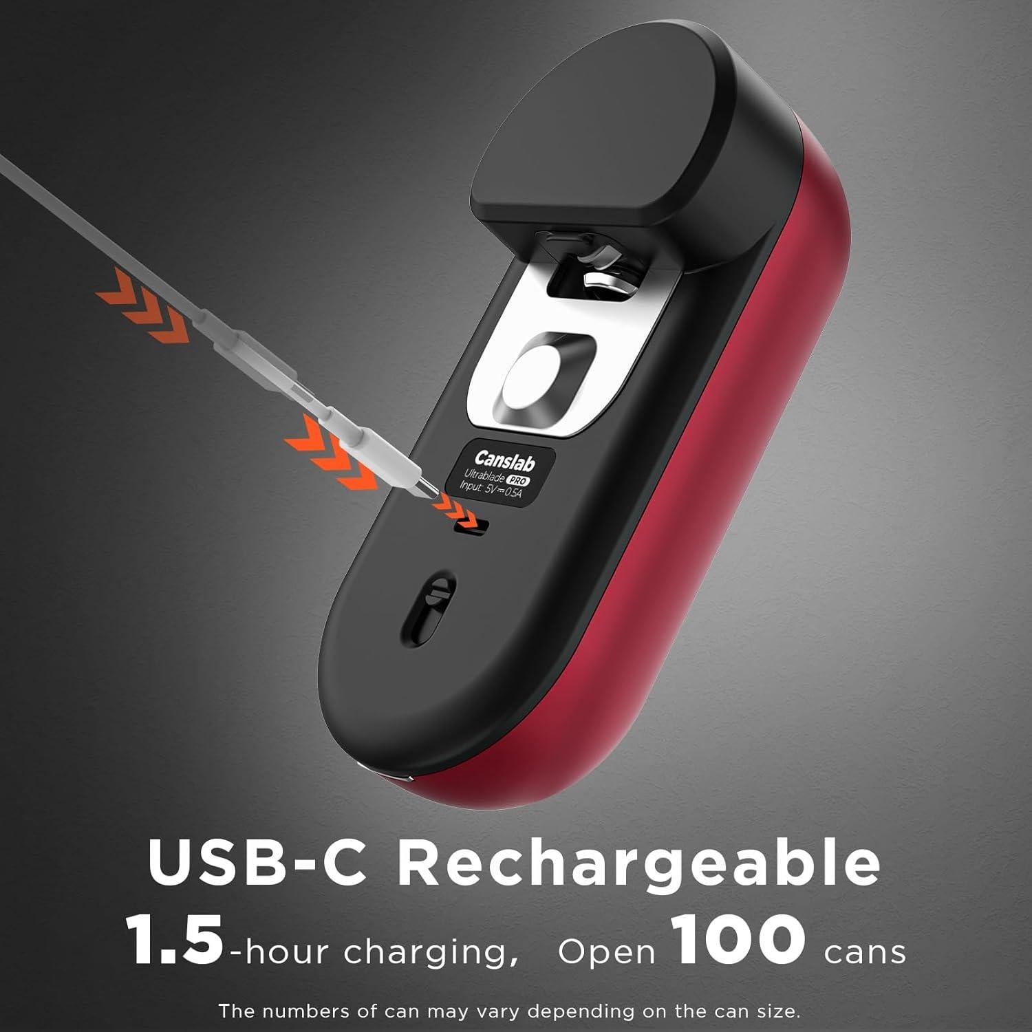 Abridor de Latas Eléctrico Canslab Turbo Rojo Automático USB