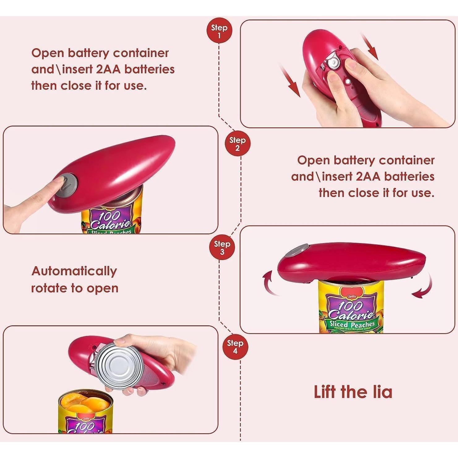 Abrelatas Eléctrico Automático Humutan Rojo 190g para Cocina