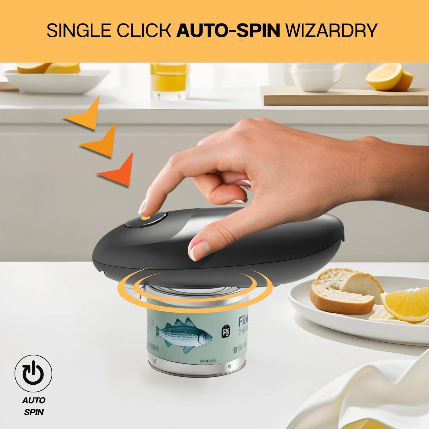 Abrelatas Eléctrico Automático Crosphere, Sin Manos, Negro