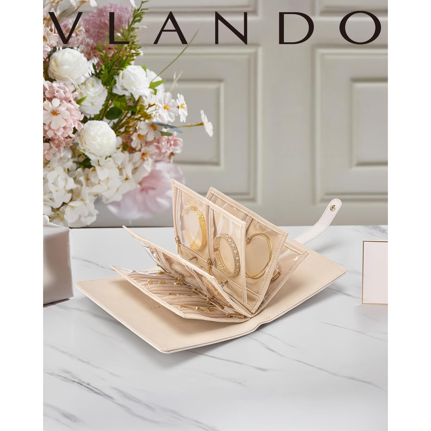 Organizador de Joyería de Viaje Vlando Blanco Crema 17.2x21.8cm