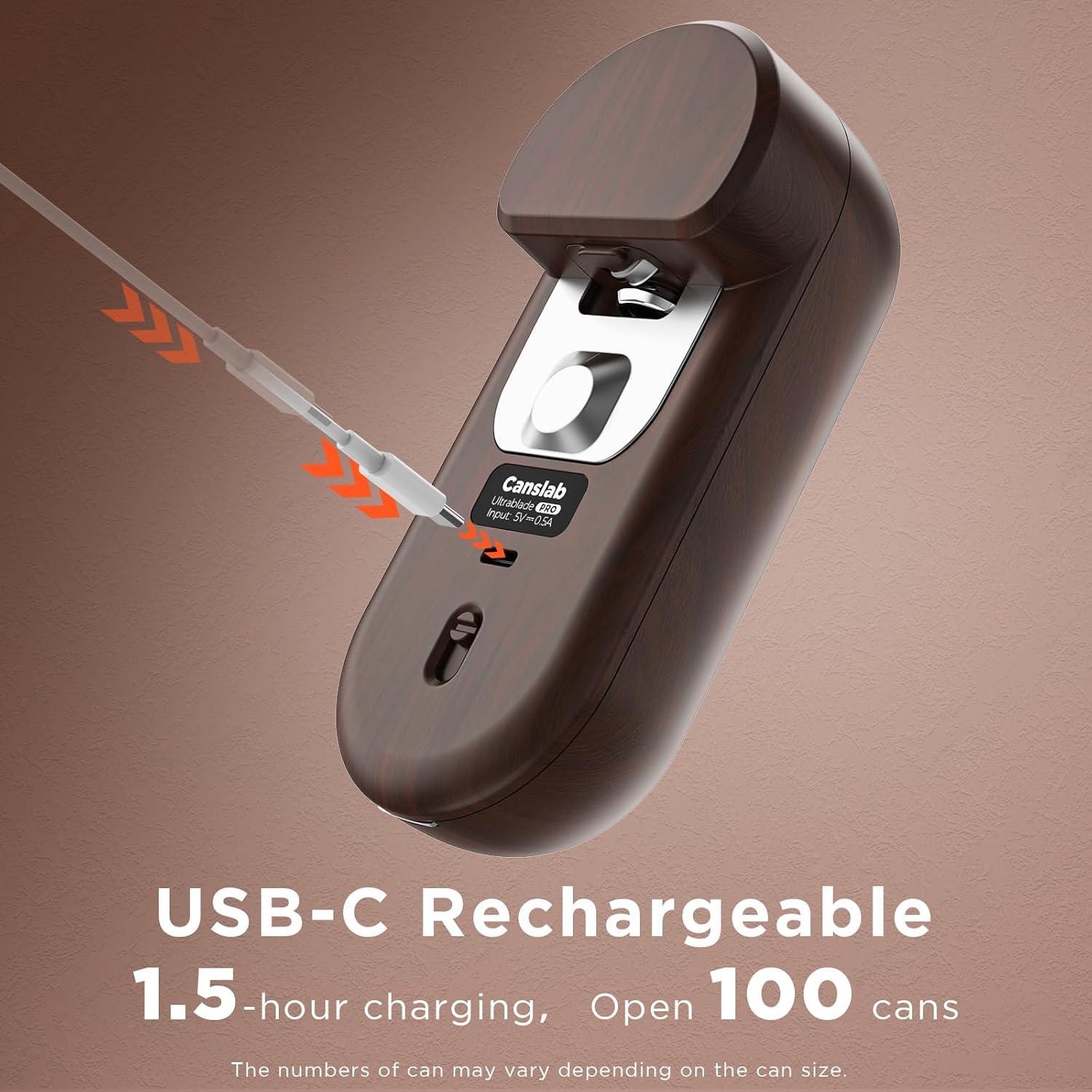 Abridor de Latas Eléctrico Canslab Turbo - Recargable USB, Apagado Automático, 100 Latas