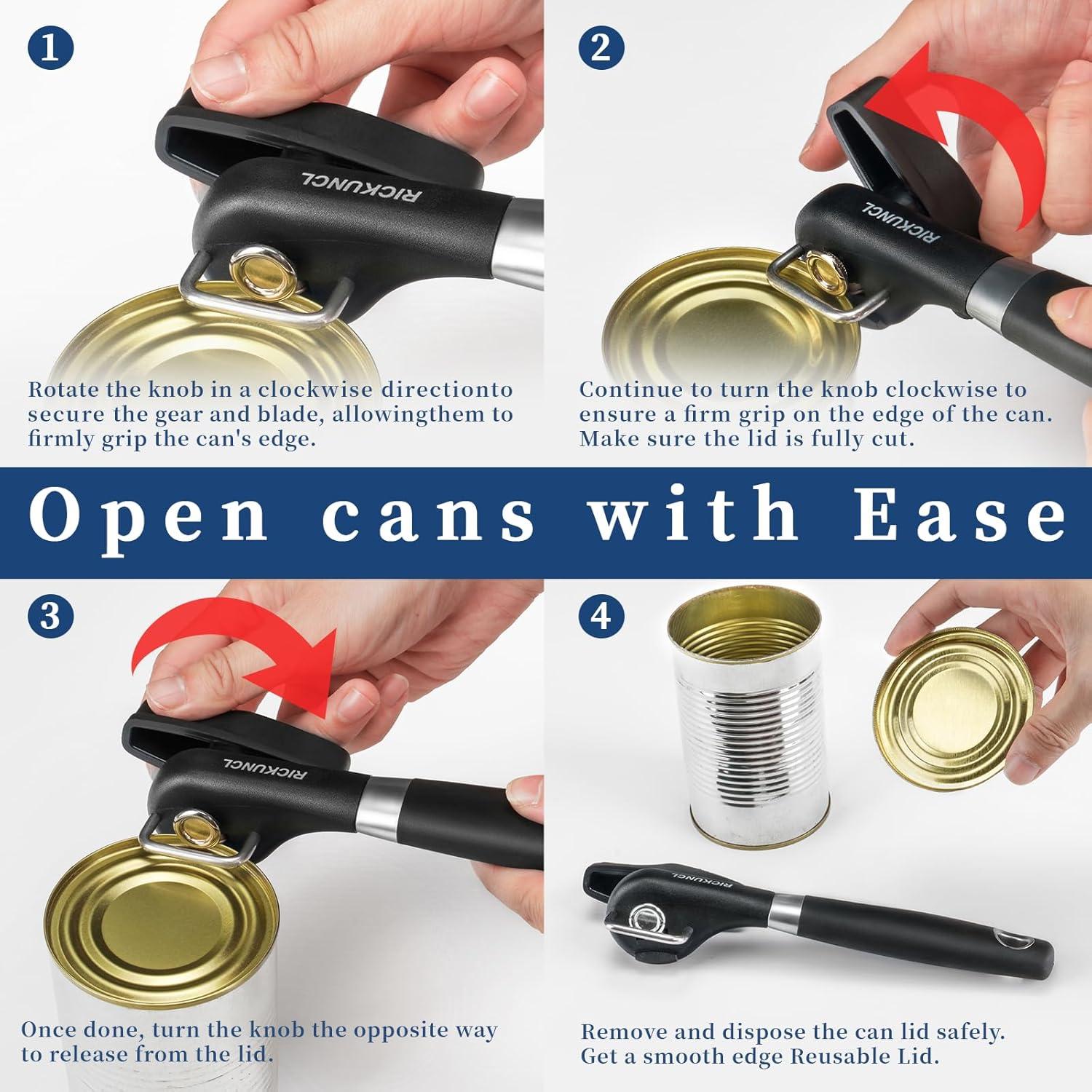 Abrelatas de Seguridad RICKUNCL, Corte Suave, Negro, 181g