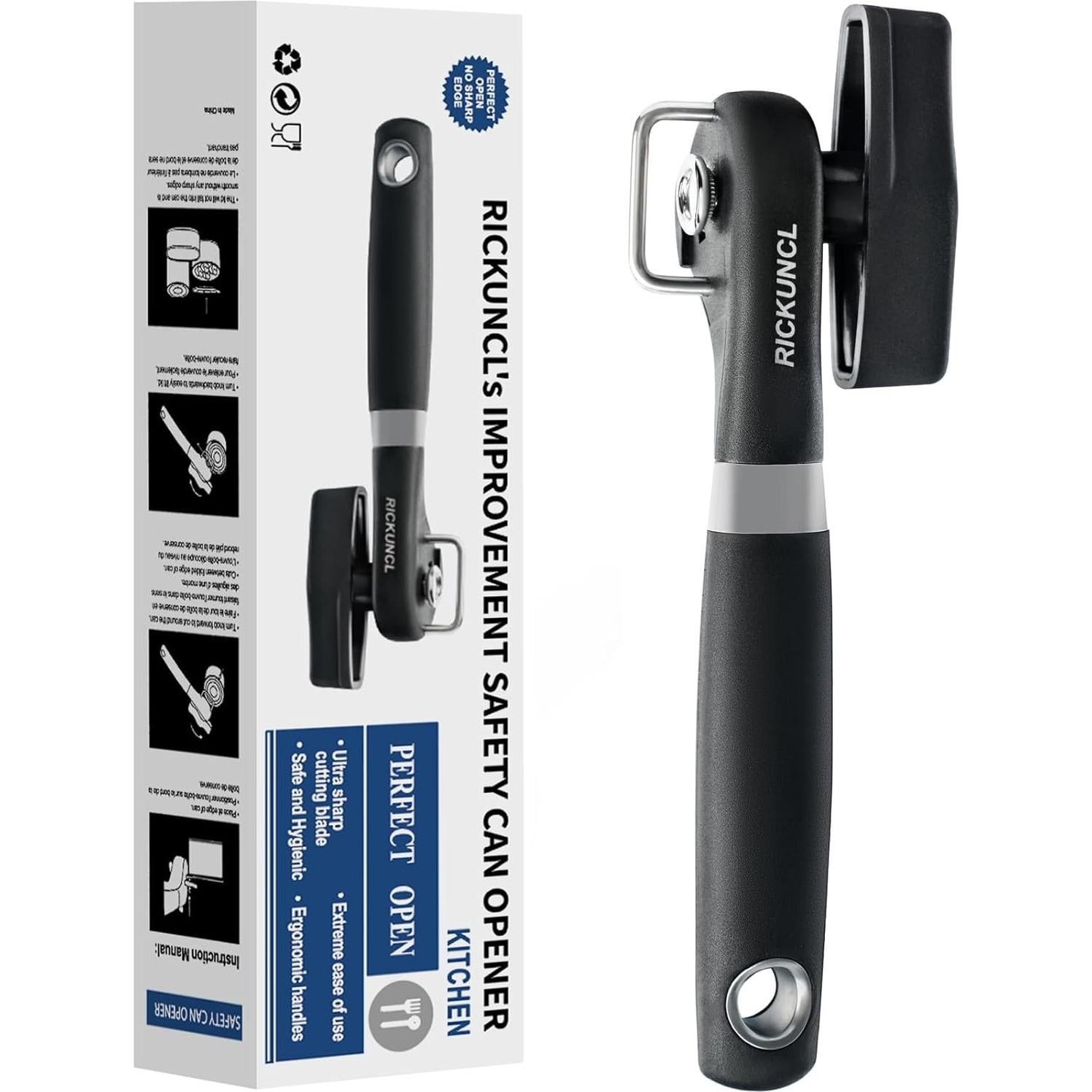 Abrelatas de Seguridad RICKUNCL, Corte Suave, Negro, 181g