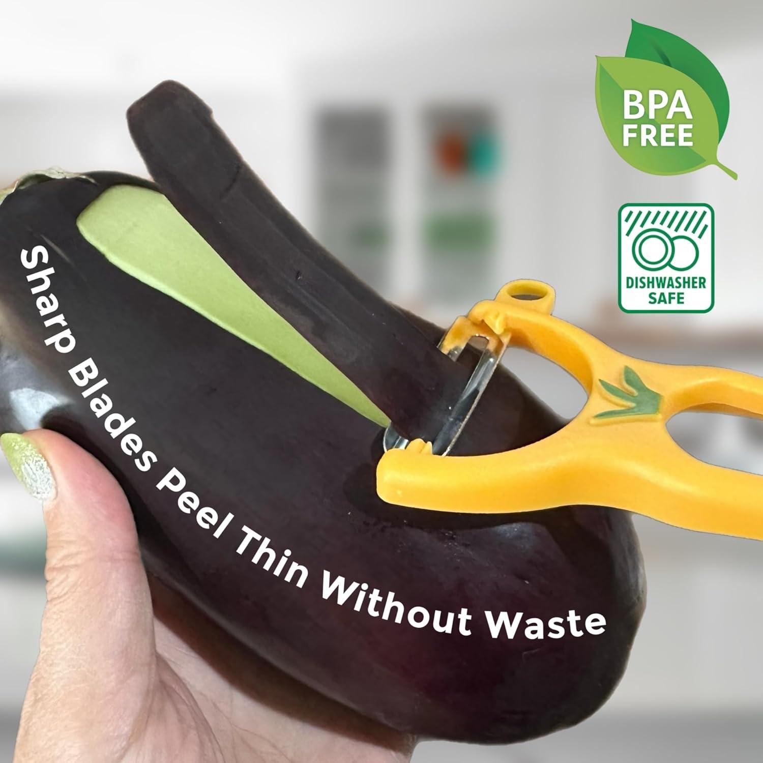 Paquete de 3 Peladores Ergonómicos ALAZCO de Acero Sin BPA