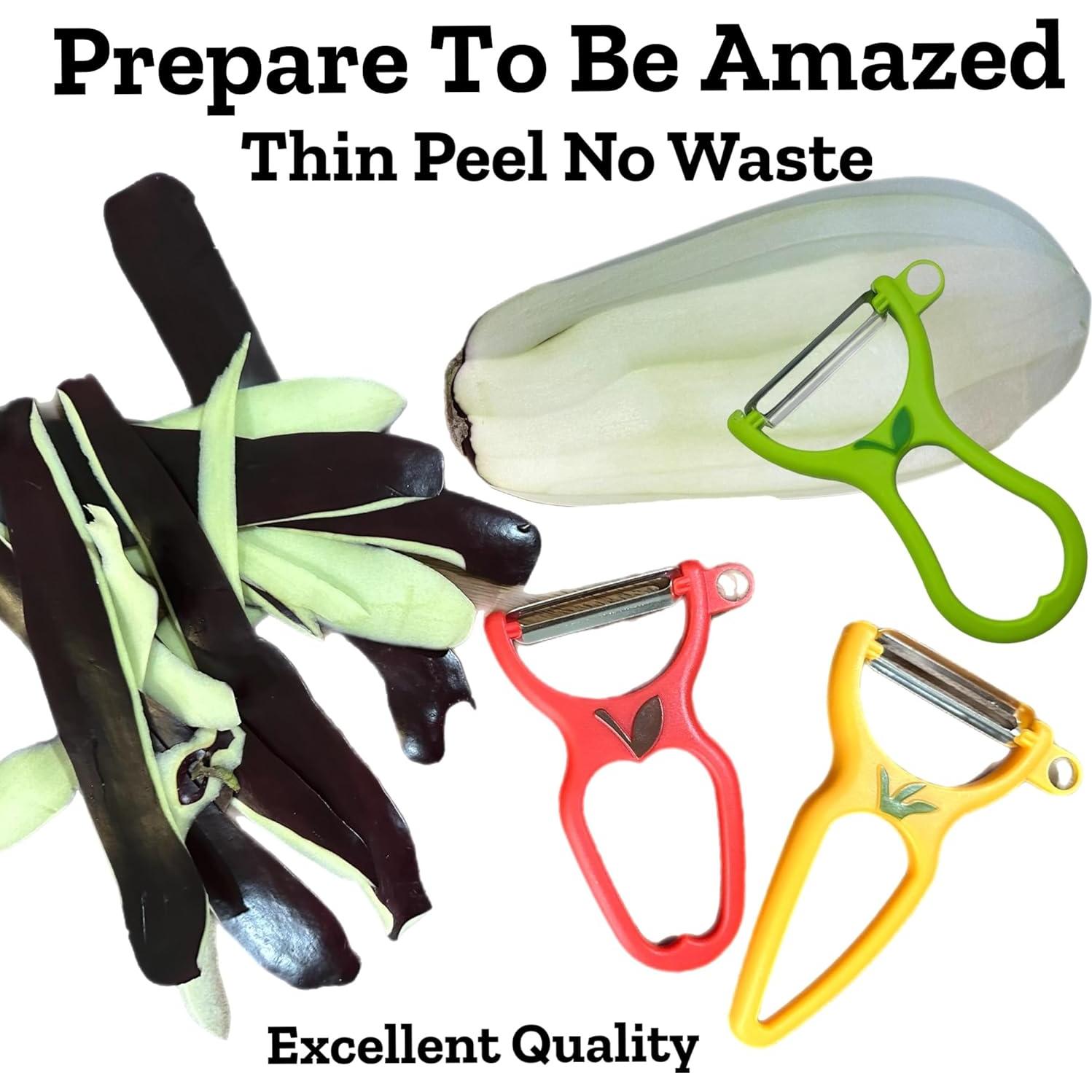 Paquete de 3 Peladores Ergonómicos ALAZCO de Acero Sin BPA