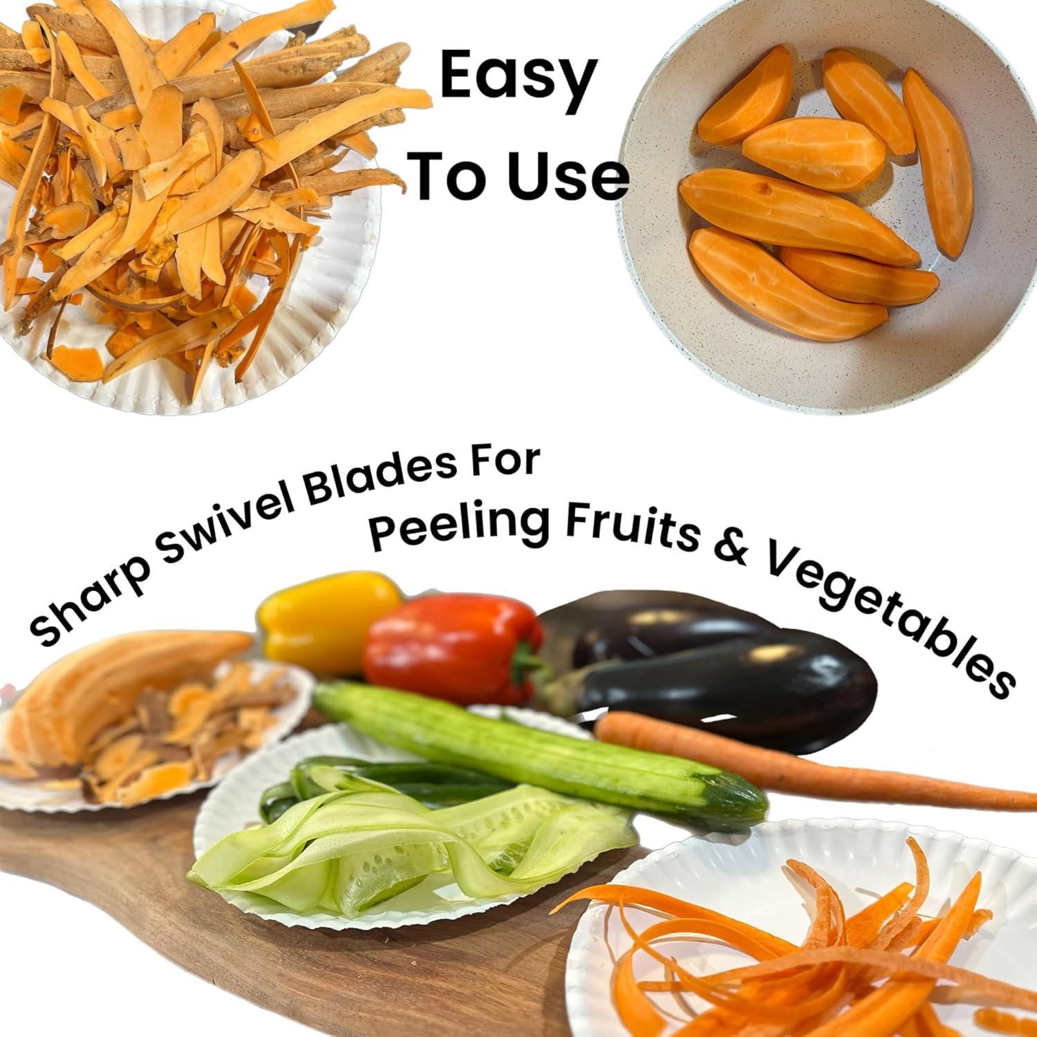 Paquete de 3 Peladores Ergonómicos ALAZCO de Acero Sin BPA